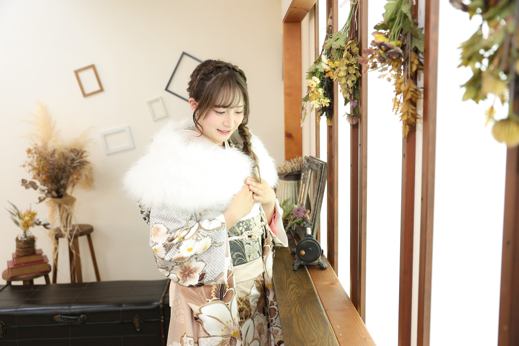 会津若松店のフォトスタジオで撮影した振袖姿